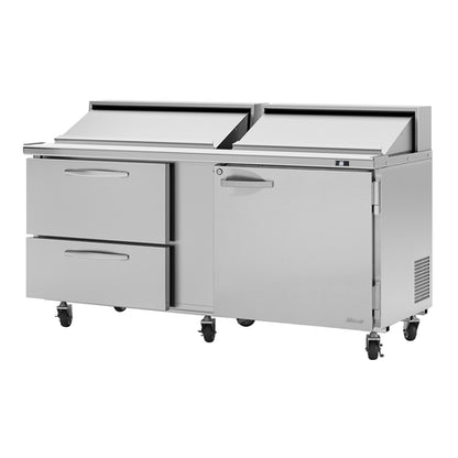 Turbo Air PST-72-D2R(L)-N 72 5/8" 1 Door 19 Pan Sandwich / Salad Prep Table