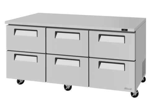 Turbo Air TUR-72SD-D6-N 72 5/8" Solid Door Undercounter Refrigerator