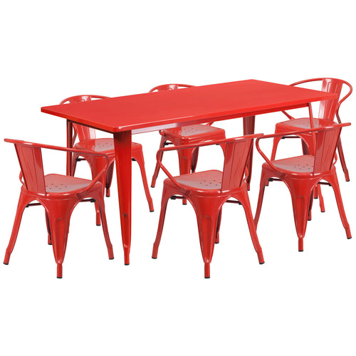 Flash Furniture ET-CT005-6-70-RED-GG Patio Dining Set