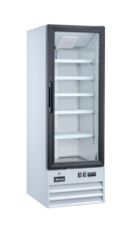 Omcan 50033 21 3/4" 1 Section Glass Door Reach-In Refrigerator