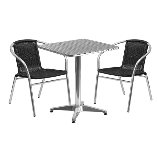 Flash Furniture TLH-ALUM-24SQ-020BKCHR2-GG Patio Dining Set