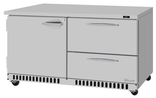 Turbo Air PUR-60-D2R(L)-FB-N 60 1/4" Solid Door Undercounter Refrigerator