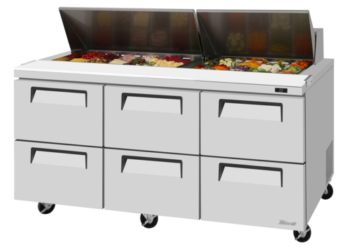 Turbo Air TST-72SD-D6-N 72 5/8" 6 Drawer 19 Pan Sandwich / Salad Prep Table