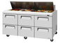 Turbo Air TST-72SD-D6-N 72 5/8" 6 Drawer 19 Pan Sandwich / Salad Prep Table