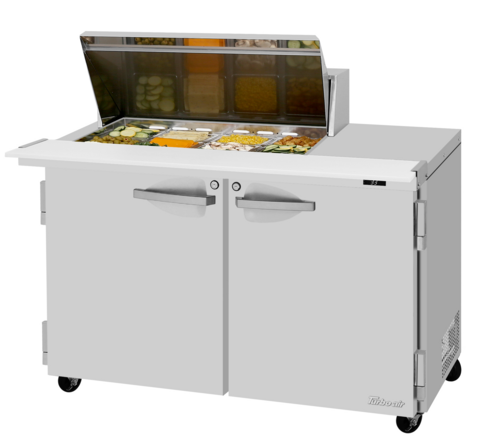Turbo Air PST-48-12M-N(-LW) 48 1/4" 2 Doors 12 Pan Mega Top Sandwich / Salad Prep Table