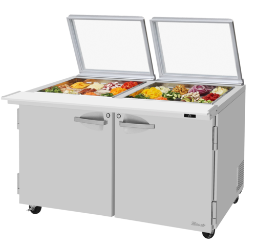 Turbo Air PST-60-24-N-GL 60 1/4" 2 Doors 24 Pan Mega Top Sandwich / Salad Prep Table