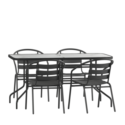 Flash Furniture TLH-089REC-017CBK4-GG 31 1/2" Patio Dining Set