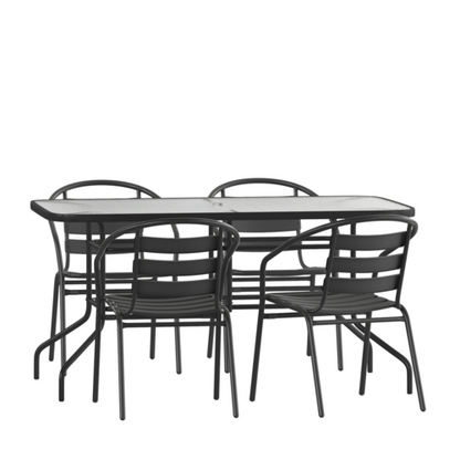 Flash Furniture TLH-089REC-017CBK4-GG 31 1/2" Patio Dining Set