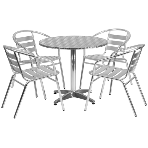 Flash Furniture TLH-ALUM-32RD-017BCHR4-GG Patio Dining Set