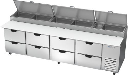 Beverage-Air DPD119HC-8 119" 8 Drawer Pizza Prep Table