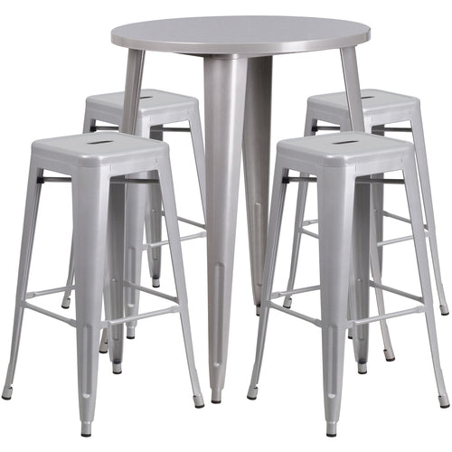Flash Furniture CH-51090BH-4-30SQST-SIL-GG Patio Dining Set