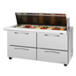 Turbo Air PST-60-24-D4-N 60 1/4" 4 Drawer 24 Pan Mega Top Sandwich / Salad Prep Table