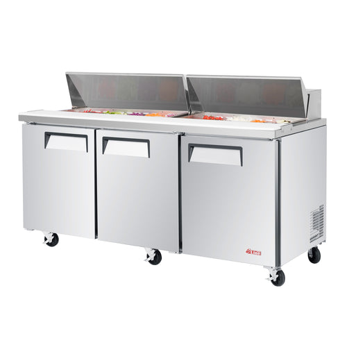 Turbo Air EST-72-N-V 72 5/8" 3 Doors 19 Pan Sandwich / Salad Prep Table