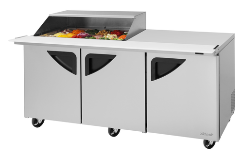 Turbo Air TST-72SD-18M-N-SL(-LW) 72 5/8" 3 Doors 18 Pan Mega Top Sandwich / Salad Prep Table