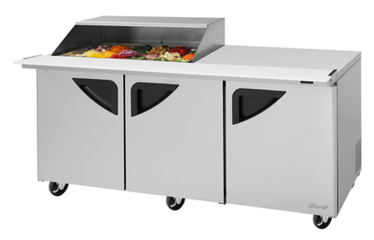 Turbo Air TST-72SD-18M-N-SL(-LW) 72 5/8" 3 Doors 18 Pan Mega Top Sandwich / Salad Prep Table