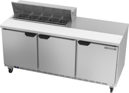 Beverage-Air SPE72HC-10 72" 3 Doors 12 Pan Sandwich / Salad Prep Table