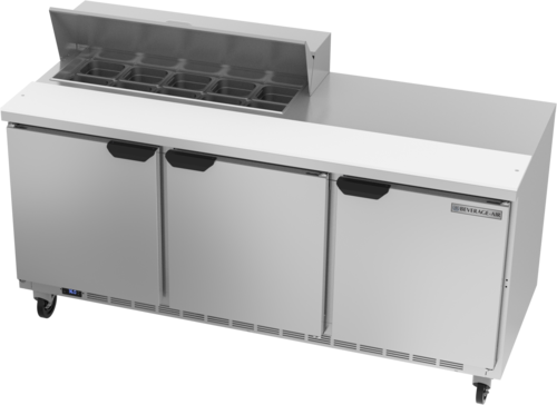Beverage-Air SPE72HC-10 72" 3 Doors 12 Pan Sandwich / Salad Prep Table