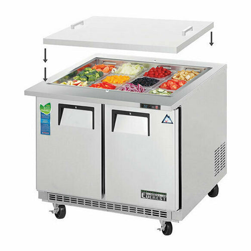 Everest EOTPS2 35 5/8" 2 Doors 12 Pan Mega Top Sandwich / Salad Prep Table