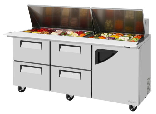 Turbo Air TST-72SD-30-D4R-N 72 5/8" 1 Door 30 Pan Mega Top Sandwich / Salad Prep Table