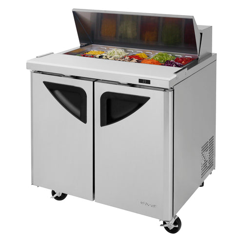 Turbo Air TST-36SD-N6 36 3/8" 2 Doors 12 Pan Sandwich / Salad Prep Table