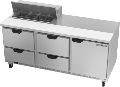 Beverage-Air SPED72HC-08-4 72" 1 Door 9 Pan Sandwich / Salad Prep Table