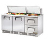 True TFP-72-30M-D-2-HC 72 1/8" 2 Doors 30 Pan Mega Top Sandwich / Salad Prep Table