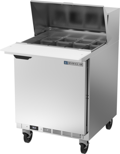 Beverage-Air SPE27HC-12M-B 27" 1 Door 12 Pan Mega Top Sandwich / Salad Prep Table