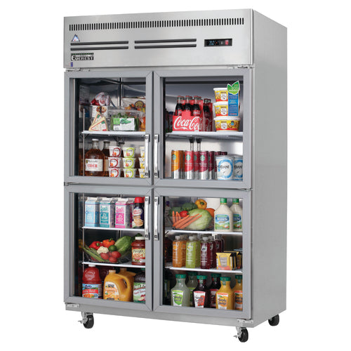 Everest ESGRH4 49 5/8" 2 Section Glass Door Reach-In Refrigerator