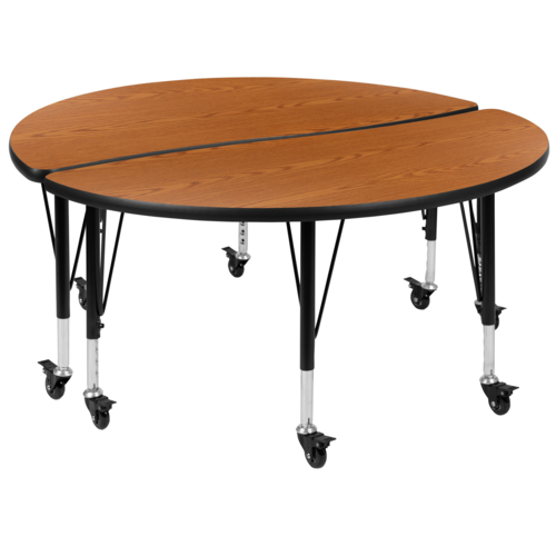 Flash Furniture XU-GRP-A48-HCIRC-OAK-T-P-CAS-GG 47 1/2" Dining Table