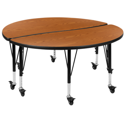 Flash Furniture XU-GRP-A48-HCIRC-OAK-T-P-CAS-GG 47 1/2" Dining Table