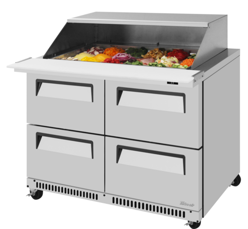 Turbo Air TST-48SD-18-D4-FB-N-SL 48 3/8" 4 Drawer 18 Pan Mega Top Sandwich / Salad Prep Table