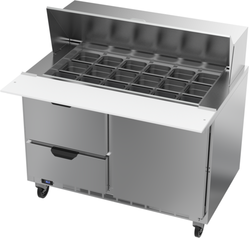 Beverage-Air SPED48HC-18M-2 48" 1 Door 18 Pan Mega Top Sandwich / Salad Prep Table