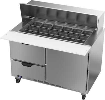 Beverage-Air SPED48HC-18M-2 48" 1 Door 18 Pan Mega Top Sandwich / Salad Prep Table