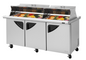 Turbo Air TST-72SD-30-N-DS 72 5/8" 3 Doors 30 Pan Mega Top Sandwich / Salad Prep Table