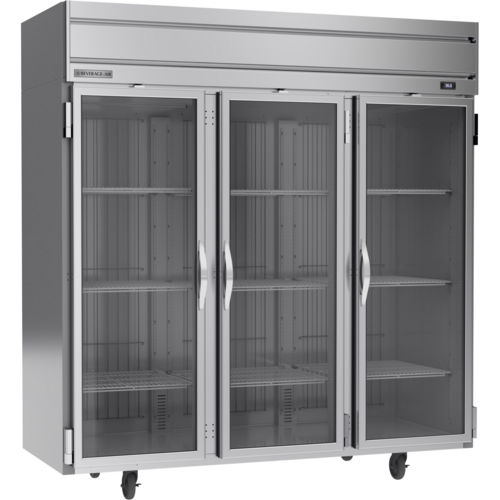 Beverage-Air HR3HC-1G 78" 3 Section Glass Door Reach-In Refrigerator