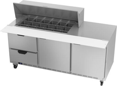 Beverage-Air SPED72HC-18M-2 72" 2 Doors 18 Pan Mega Top Sandwich / Salad Prep Table