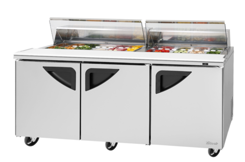 Turbo Air TST-72SD-N-CL 72 5/8" 3 Doors 19 Pan Sandwich / Salad Prep Table