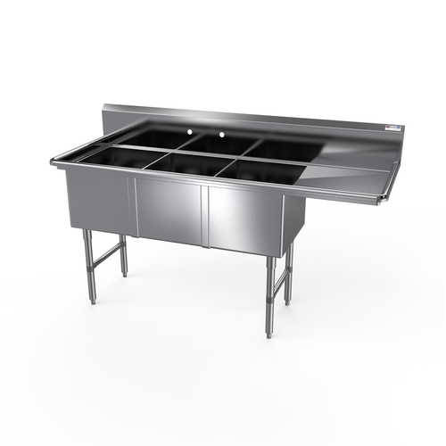 NBR 3SS-182414R18 76 1/4" Compartment Sink