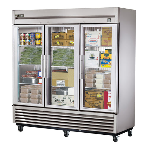 True TS-72FG-HC~FGD01 78 1/8" 3 Section Glass Door Reach-In Freezer