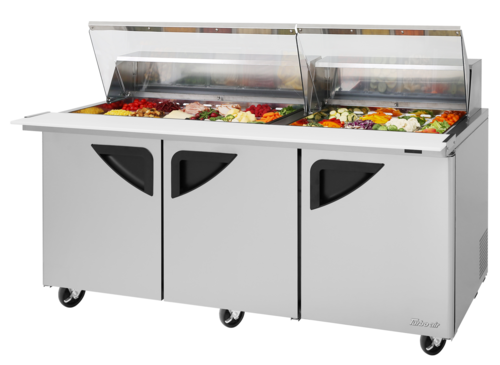 Turbo Air TST-72SD-30-N-CL 72 5/8" 3 Doors 30 Pan Mega Top Sandwich / Salad Prep Table