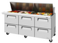 Turbo Air TST-72SD-30-D6-N 72 5/8" 6 Drawer 30 Pan Mega Top Sandwich / Salad Prep Table