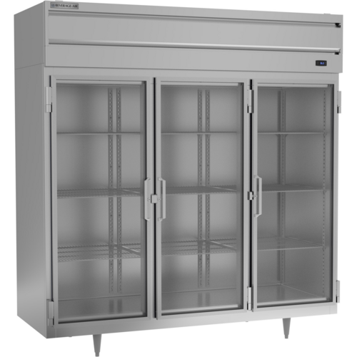 Beverage-Air PR3HC-1BG 77 3/4" 3 Section Glass Door Reach-In Refrigerator