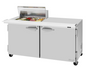Turbo Air PST-60-12M-N-CL 60 1/4" 2 Doors 12 Pan Mega Top Sandwich / Salad Prep Table