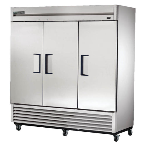 True TS-72F-HC 78 3/8" 3 Section Solid Door Reach-In Freezer