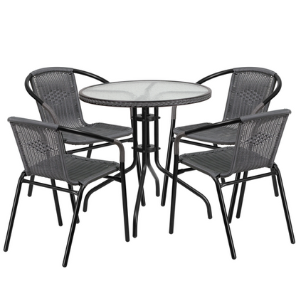 Flash Furniture TLH-087RD-037GY4-GG Patio Dining Set