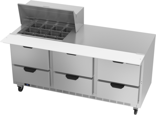 Beverage-Air SPED72HC-12M-6 72" 6 Drawer 12 Pan Mega Top Sandwich / Salad Prep Table