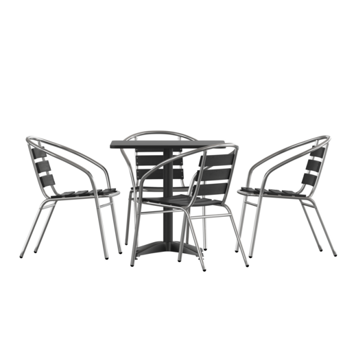 Flash Furniture TLH-ALUM-28SQ-017BK4-GG 27 1/2" Patio Dining Set