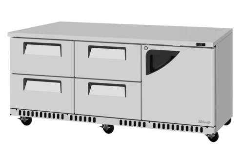 Turbo Air TUR-72SD-D4R(L)-FB-N 72 5/8" Solid Door Undercounter Refrigerator