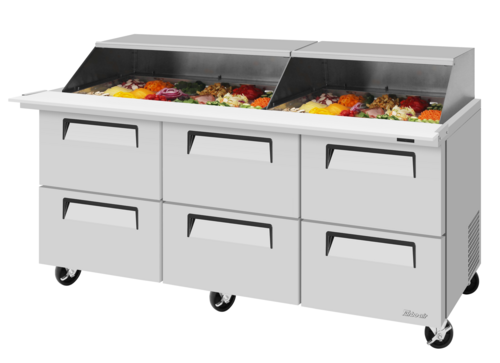Turbo Air TST-72SD-30-D6-N-SL 72 5/8" 6 Drawer 30 Pan Mega Top Sandwich / Salad Prep Table