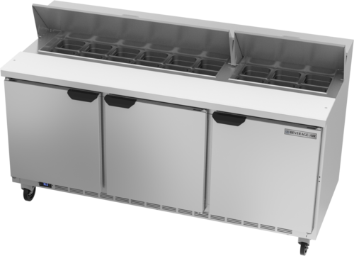 Beverage-Air SPE72HC-18 72" 3 Doors 19 Pan Sandwich / Salad Prep Table